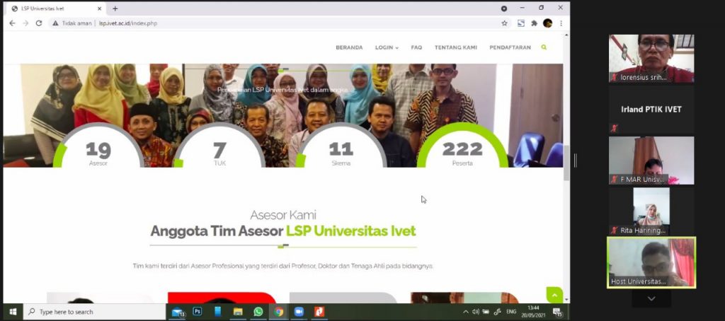Lembaga Sertifikasi Profesi Universitas Ivet adakan Koordinasi Pengoprasian Sistem Informasi Penilaian Uji Kompetensi