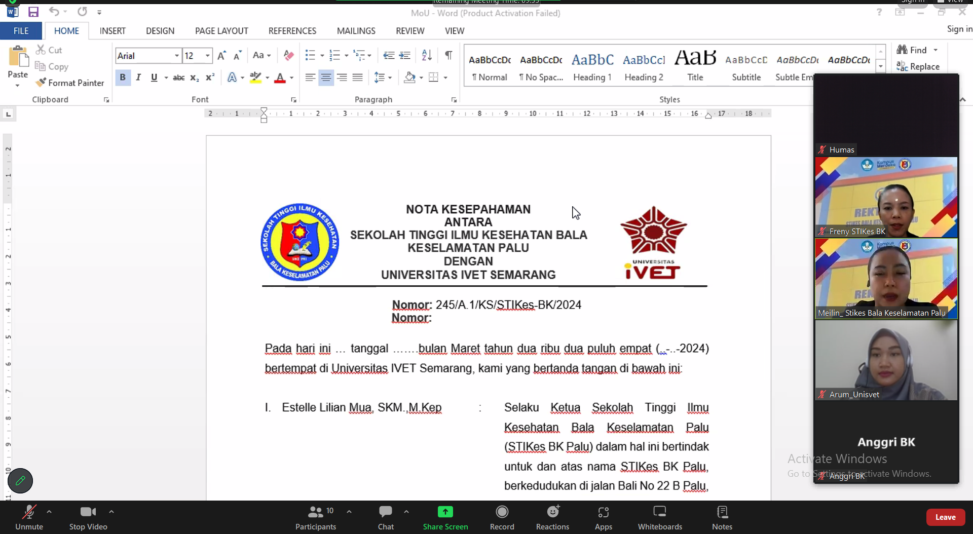 Prodi Adminkes Universitas Ivet Jalin Kerjasama Dengan STIKES Bala Keselamatan Palu   